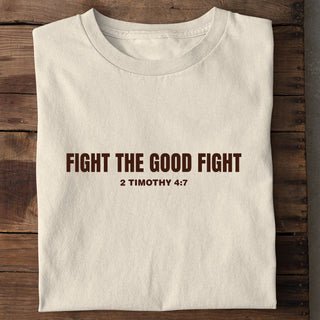 Fight the good fight Shirt Detailansicht, Mountain Movers christliche Streetwear