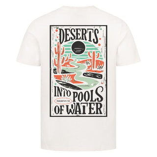 Deserts into pools of water Isaiah Shirt Backprint Variante, Mountain Movers christliches Design