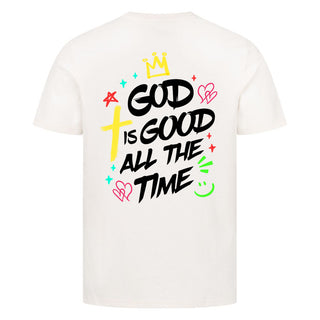 God is good Shirt Backprint Detailansicht, Mountain Movers christliche Streetwear