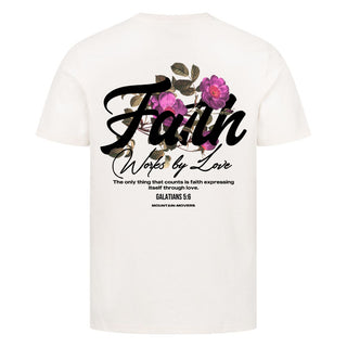 Faith Work By love Shirt Backprint Detailansicht, Mountain Movers christliche Streetwear