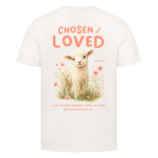 Chosen Loved Shirt Backprint Detailansicht, Mountain Movers christliche Streetwear