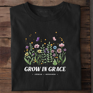 Grow in Grace Shirt Detailansicht, Mountain Movers christliche Streetwear