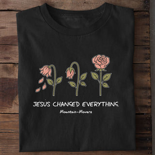 JESUS CHANGED EVERYTHING Shirt Detailansicht, Mountain Movers christliche Streetwear