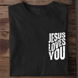 jesus loves you Shirt Detailansicht, Mountain Movers christliche Streetwear