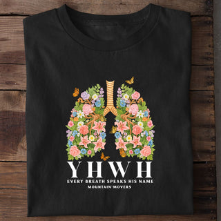 YHWH BREATH Shirt Detailansicht, Mountain Movers christliche Streetwear