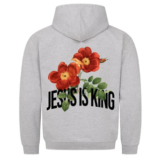 Jesus is King Flower Hoodie Backprint Detailansicht, Mountain Movers christliche Streetwear