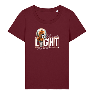 Let your light shine Frauen Shirt Detailansicht, Mountain Movers christliche Streetwear