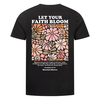 Let Your Faith Bloom and Fly Shirt Backprint Variante, Mountain Movers christliches Design