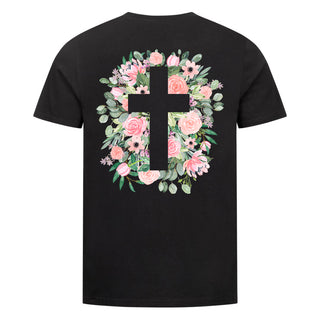 Cross flowers Shirt Backprint Variante, Mountain Movers christliches Design