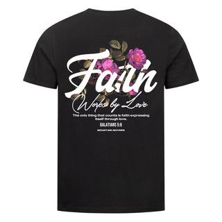 Faith Work By love Shirt Backprint Variante, Mountain Movers christliches Design