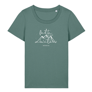 Move Mountains Frauen T-Shirt Detailansicht, Mountain Movers christliche Streetwear