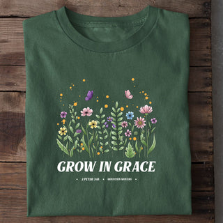 Grow in Grace Shirt Detailansicht, Mountain Movers christliche Streetwear