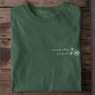 Imperfectly perfect Shirt Detailansicht, Mountain Movers christliche Streetwear