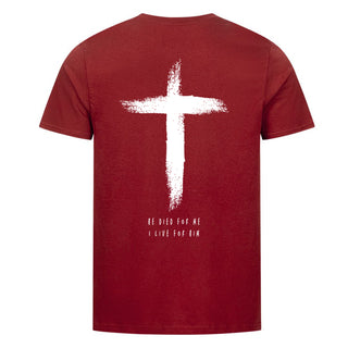 He Died Shirt Backprint Detailansicht, Mountain Movers christliche Streetwear