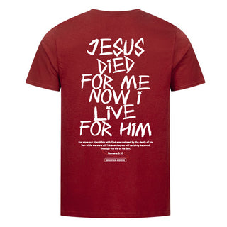 Jesus died for me Shirt Backprint Detailansicht, Mountain Movers christliche Streetwear
