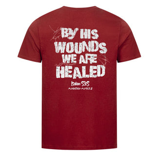 By his Wounds Shirt Backprint Detailansicht, Mountain Movers christliche Streetwear