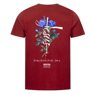 Jesus Cross Flower Unisex Shirt BackPrint Detailansicht, Mountain Movers christliche Streetwear