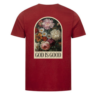 God is Good Vintage Shirt Detailansicht, Mountain Movers christliche Streetwear
