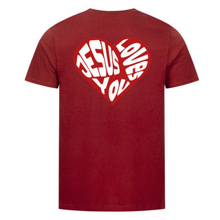 Jesus loves you Heart Shirt Backprint