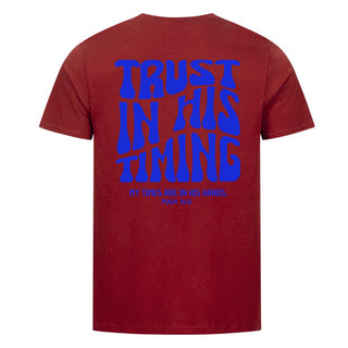 Trust in His Timing Detailansicht, Mountain Movers christliche Streetwear
