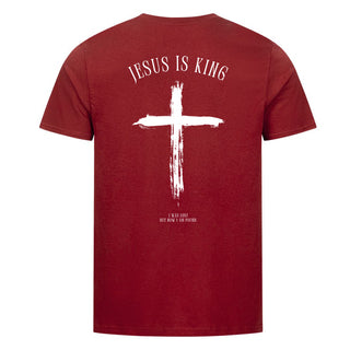 Jesus is King minimalistic Shirt Backprint Detailansicht, Mountain Movers christliche Streetwear