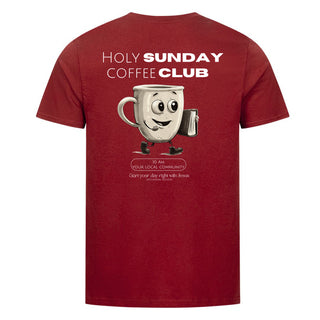 Holy Sunday Coffee Club Shirt BackPrint Detailansicht, Mountain Movers christliche Streetwear