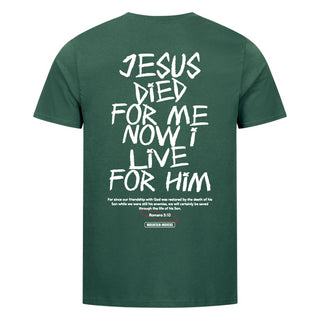 Jesus died for me Shirt Backprint Detailansicht, Mountain Movers christliche Streetwear