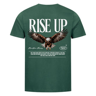 Rise up Shirt Backprint Detailansicht, Mountain Movers christliche Streetwear
