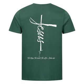 Jesus Cross Shirt BackPrint Detailansicht, Mountain Movers christliche Streetwear