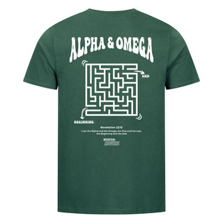 Alpha and Omega Shirt Backprint Detailansicht, Mountain Movers christliche Streetwear