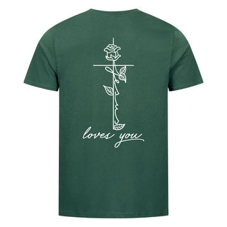 Jesus loves you Rose Detailansicht, Mountain Movers christliche Streetwear