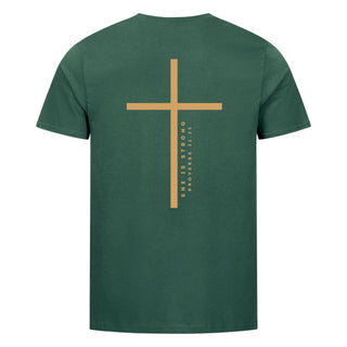 She is strong gym Shirt Backprint Detailansicht, Mountain Movers christliche Streetwear