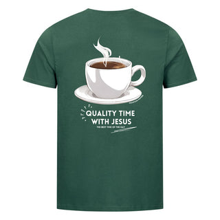Quality Time with Jesus Unisex Shirt BackPrint Detailansicht, Mountain Movers christliche Streetwear