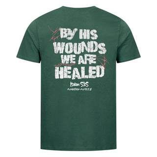 By his Wounds Shirt Backprint Detailansicht, Mountain Movers christliche Streetwear