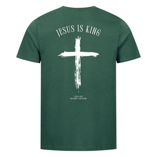 Jesus is King minimalistic Shirt Backprint Detailansicht, Mountain Movers christliche Streetwear