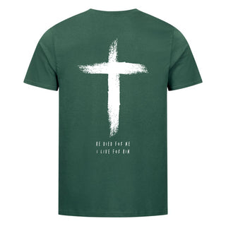 He Died Shirt Backprint Detailansicht, Mountain Movers christliche Streetwear