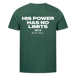 HIS POWER Shirt Backprint Detailansicht, Mountain Movers christliche Streetwear