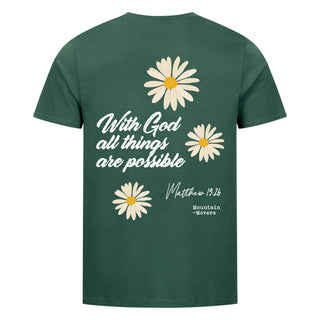 With God Flower Shirt Detailansicht, Mountain Movers christliche Streetwear