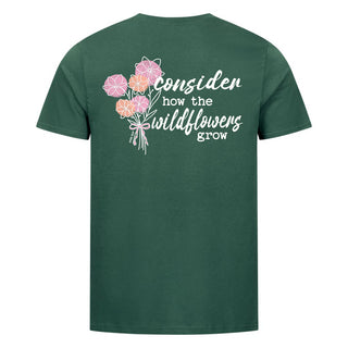consider the wildflowers Shirt Backprint Detailansicht, Mountain Movers christliche Streetwear