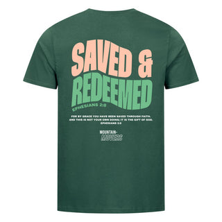 Saved and Redeemed Shirt BackPrint Detailansicht, Mountain Movers christliche Streetwear