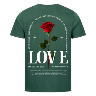 Love Shirt Backprint Detailansicht, Mountain Movers christliche Streetwear
