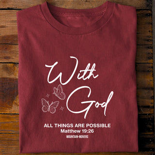 WITH GOD Shirt Variante, Mountain Movers christliches Design