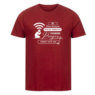 Prayer WiFi Shirt Detailansicht, Mountain Movers christliche Streetwear