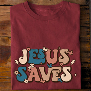Jesus saves Shirt Detailansicht, Mountain Movers christliche Streetwear