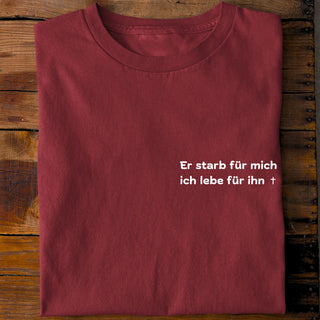 Er starb für mich Shirt Detailansicht, Mountain Movers christliche Streetwear