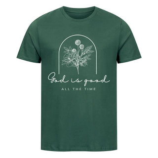 God is good floral Shirt Detailansicht, Mountain Movers christliche Streetwear
