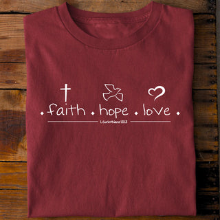 Faith Hope Love Shirt Detailansicht, Mountain Movers christliche Streetwear