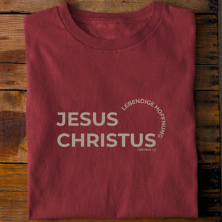 Jesus Christus Lebendige Hoffnung Shirt Detailansicht, Mountain Movers christliche Streetwear