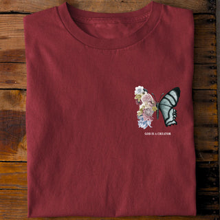 God is a Creator Shirt Detailansicht, Mountain Movers christliche Streetwear