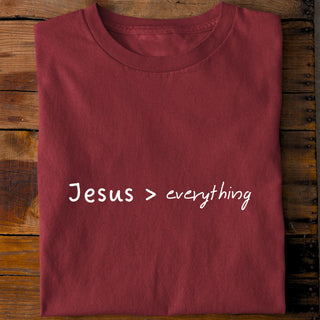 Jesus over everything Shirt Detailansicht, Mountain Movers christliche Streetwear